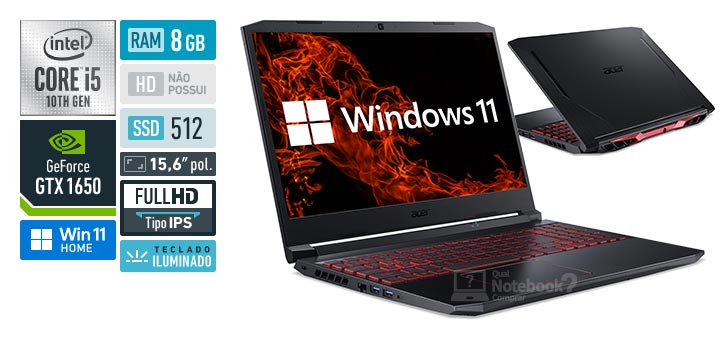 Acer Aspire Nitro 5 AN515-55-59T4 Intel Core i5 10th RAM 8 GB SSD 512 GB NVIDIA GeForce GTX 1650 Full HD IPS Windows 11