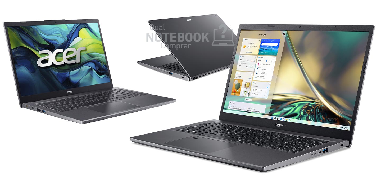 Familia de notebooks Acer Aspire 3 Aspire 5 e Aspire 15 design visual acabamento