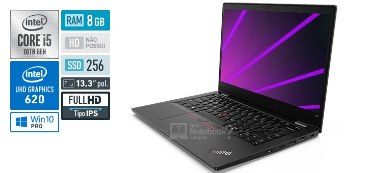 Lenovo ThinkPad L13 20R4001BBR Intel Core i5 10th RAM 8 GB SSD 256 GB Windows 10 Pro