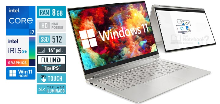 Lenovo Yoga 9i 82BG00EPBR Intel Core i7 11th RAM 8 GB SSD 512 GB Full HD IPS Touchscreen Windows 11