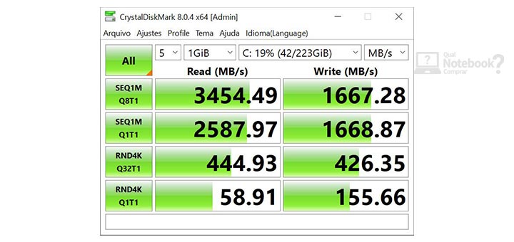 Review LG Gram 17Z90N armazenamento SSD taxas de transferencia de arquivos velocidade