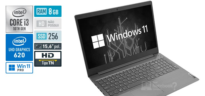 Lenovo V15 82NQ000MBR Core i3 10a geracao RAM 8 GB SSD 256 GB Tela 15-6 polegadas HD TN Windows 11 Pro