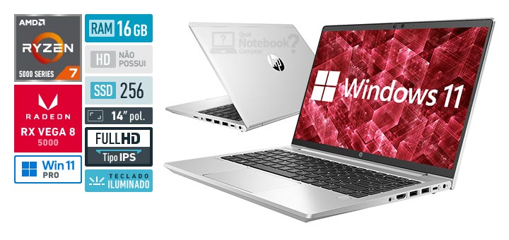 HP ProBook 445 G8 6L5R2LA Ryzen 7 Serie 5000 RAM 16 GB SSD 256 GB Tela 14 polegadas Full HD IPS Windows 11 Pro