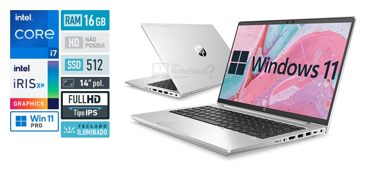 HP ProBook 640 G8 6N1P9LA Core i7 11a geracao RAM 16 GB SSD 512 GB Tela 14 polegadas Full HD IPS Windows 11 Pro
