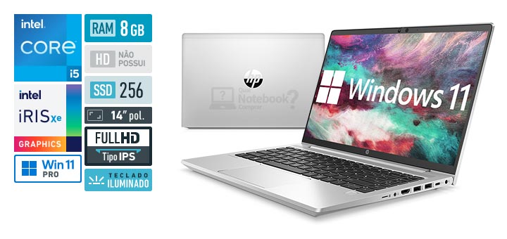 HP ProBook 640 G8 6N1R2LA Core i5 11a geracao RAM 8 GB SSD 256 GB Tela 14 polegadas Full HD IPS Windows 11 Pro