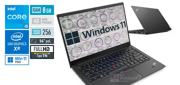 Lenovo ThinkPad E14 20TB002HBO Core i5 11a geracao RAM 8 GB SSD 256 GB UHD Graphics Tela 14 polegadas Full HD TN Windows 11 Pro