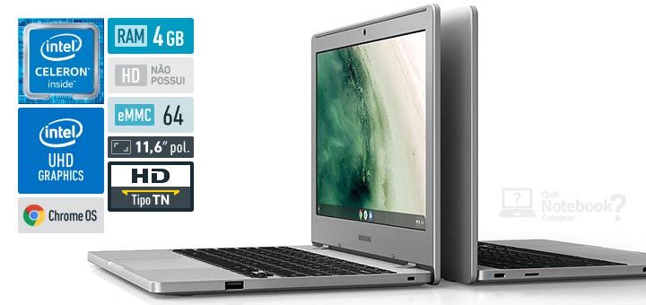 Samsung Chromebook 4 XE310XBA-KT4BR Celeron RAM 4 GB SSD-eMMC 64 GB Tela 11-6 polegadas HD TN Chrome OS