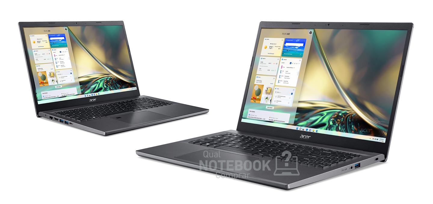 Familia de notebooks Acer Aspire 5 A515 57 e 45 - Notebooks com hardware intermediario com Intel ou AMD e telas 15-6 Full HD