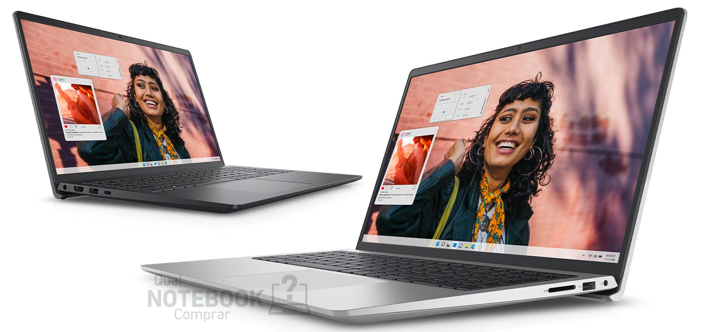 Familia de notebooks Dell Inspiron i15 i120k e i1300 design visual acabamento