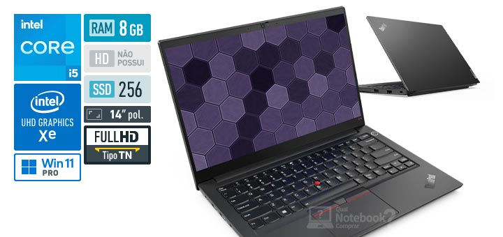 Lenovo ThinkPad E14 20TB001MBO Core i5 1135G7 11 geracao RAM 8 GB SSD 256 GB UHD Graphics Tela 14-0 polegadas Full HD TN Windows 11 Pro