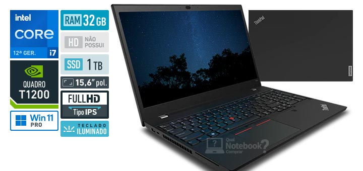 Lenovo ThinkPad P15v 21D9000WBR Core i7 12800H 12 geracao Quadro T1200 RAM 32 GB SSD 1 TB Tela 15-6 polegadas Full HD IPS Windows 11 Pro