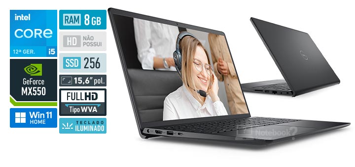 Dell Vostro 15 V15M-3520-M35T Core i5 1235U 12 geracao GeForce MX550 RAM 8 GB SSD 256 GB Tela 15-6 polegadas Full HD WVA Windows 11 Home