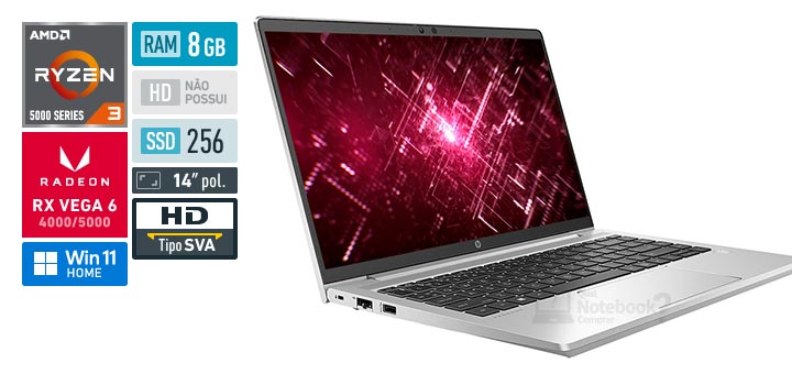 HP ProBook 445 G9 6P6F6LA Ryzen 3 5425U Serie 5000 RAM 8 GB SSD 256 GB Tela 14-0 polegadas HD SVA Windows 11 Home