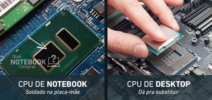 diferenca entre processadores de notebook soldado na placa mae e desktop chip que pode substituir