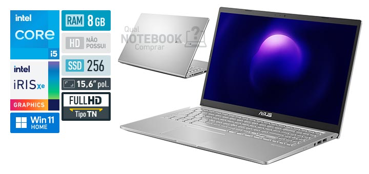 ASUS VivoBook 15 X1500EA-EJ3669W Core i5 1135G7 11 geracao RAM 8 GB SSD 256 GB Tela 15-6 polegadas Full HD TN Windows 11 Home