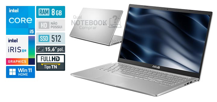 ASUS VivoBook 15 X1500EA-EJ3670W Core i5 1135G7 11a geracao RAM 8 GB SSD 512 GB Tela 15-6 polegadas Full HD TN Windows 11 Home