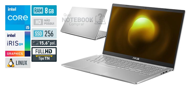 ASUS VivoBook 15 X1500EA-EJ3669 Core i5 1135G7 11 geracao RAM 8 GB SSD 256 GB Tela 15-6 polegadas Full HD TN Linux Endless OS