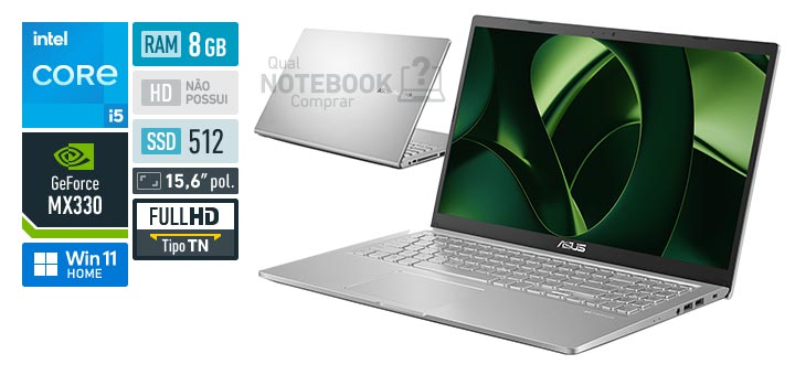 ASUS VivoBook 15 X1500EP-EJ723W Core i5 1135G7 11 geracao GeForce MX330 RAM 8 GB SSD 512 GB Tela 15-6 polegadas Full HD TN Windows 11 Home