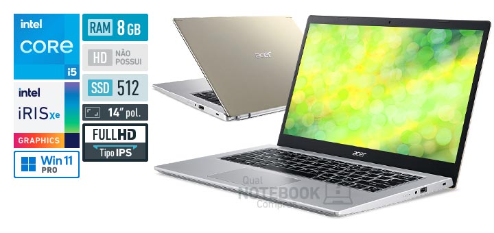 Acer Aspire 5 A514-54-57HC Core i5 1135G7 11 geracao RAM 8 GB SSD 512 GB Tela 14-0 polegadas Full HD IPS Windows 11 Pro