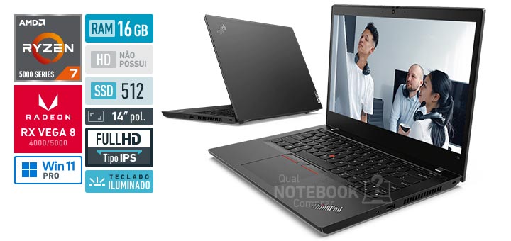 Lenovo ThinkPad L14 21C60010BO Ryzen 7 PRO 5875U Serie 5000 RAM 16 GB SSD 512 GB Tela 14-0 polegadas Full HD IPS Windows 11 Pro