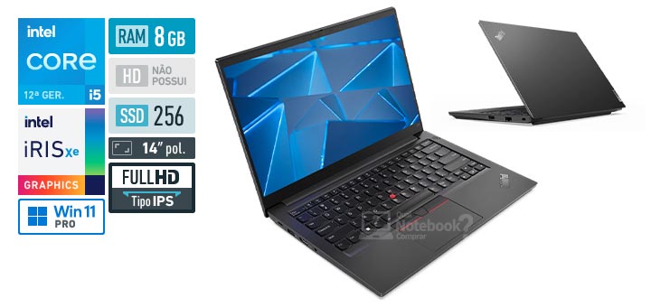Lenovo ThinkPad E14 21E4001CBO Core i5 1235U 12a geracao RAM 8 GB SSD 256 GB Tela 14-0 polegadas Full HD IPS Windows 11 Pro