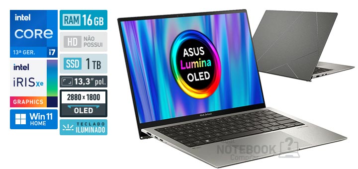 ASUS ZenBook S 13 OLED UX5304VA-NQ271W Core i7 1355U 13a geracao RAM 16 GB SSD 1 TB Tela 13-3 polegadas 2880 x 1800 OLED Windows 11 Home
