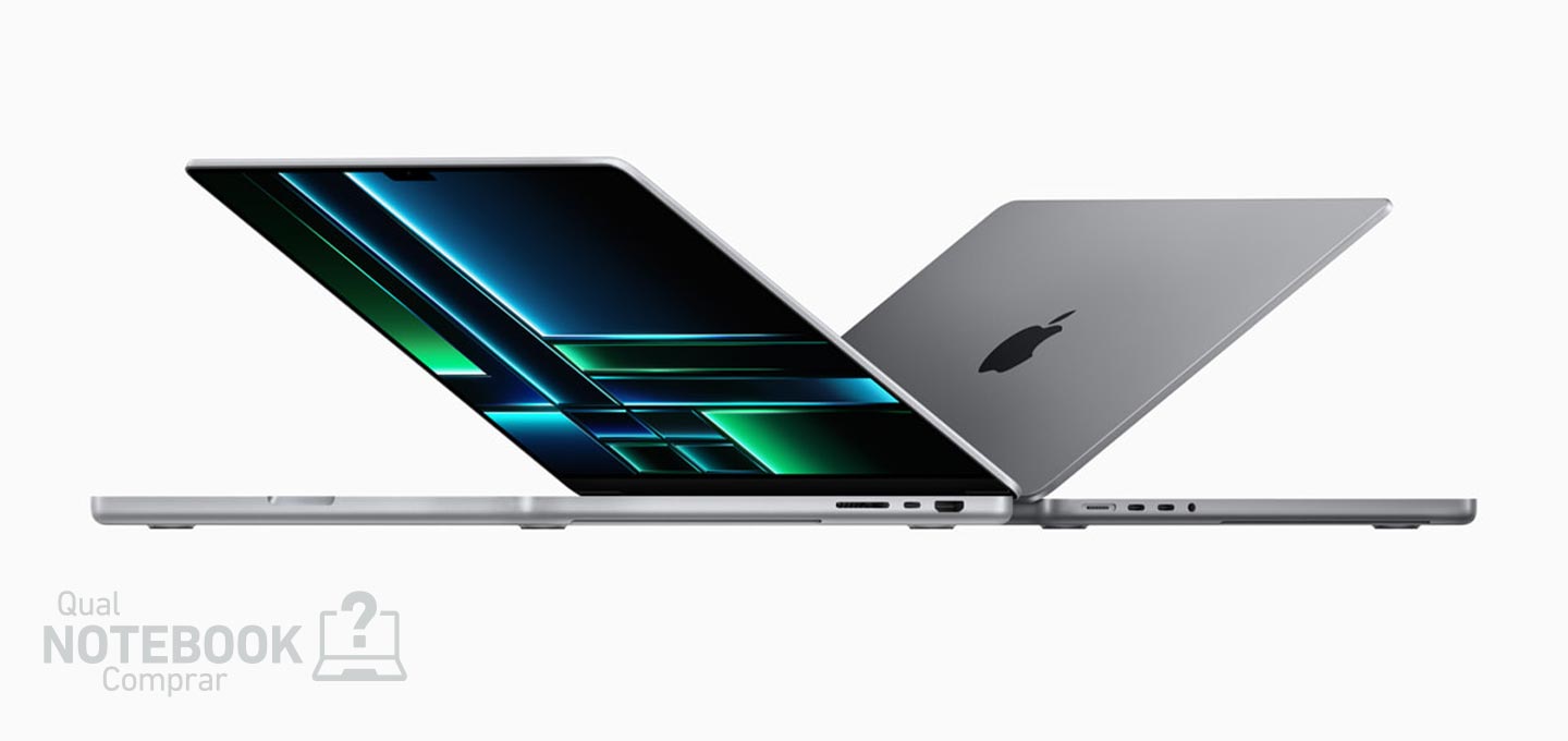 Apple MacBook Air e Pro M2 - Detalhes da logo discreta e minimalista na tampa do notebook