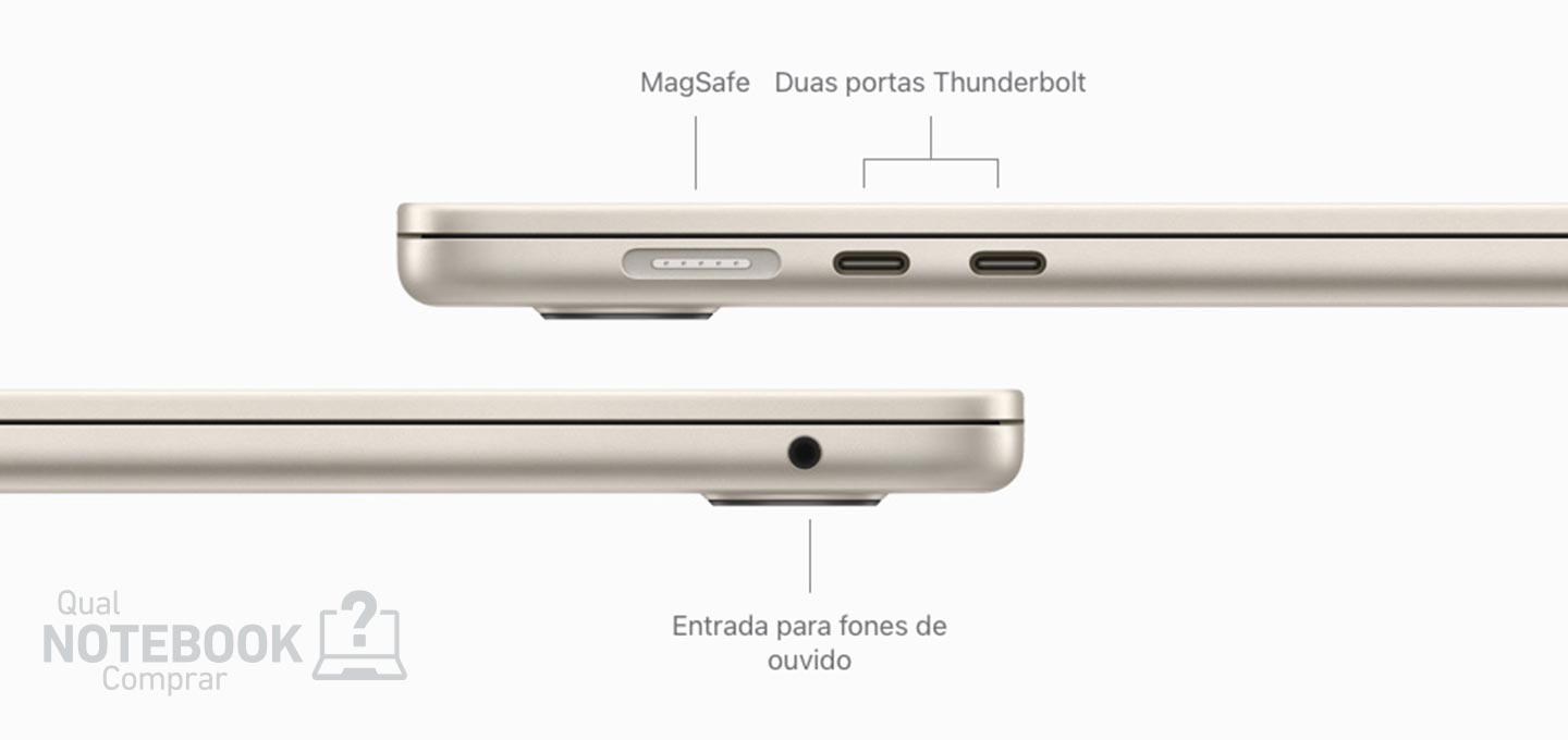 Apple MacBook M2 - Portas e conexoes MacBook Pro 13 e Air 13 e 15 polegadas