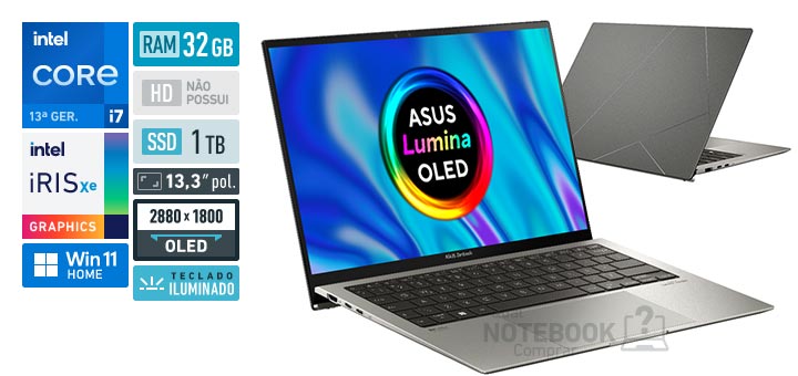 ASUS ZenBook S 13 OLED UX5304VA-NQ272W Core i7 1355U 13a geracao RAM 32 GB SSD 1 TB Tela 13-3 polegadas 2880 x 1800 px OLED Windows 11 Home