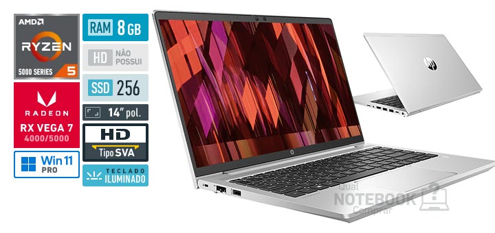 HP ProBook 445 G9 88H91AT Ryzen 5 5625U Serie 5000 RAM 8 GB SSD 256 GB Tela 14-0 polegadas HD 1366 x 768 px SVA Windows 11 Pro