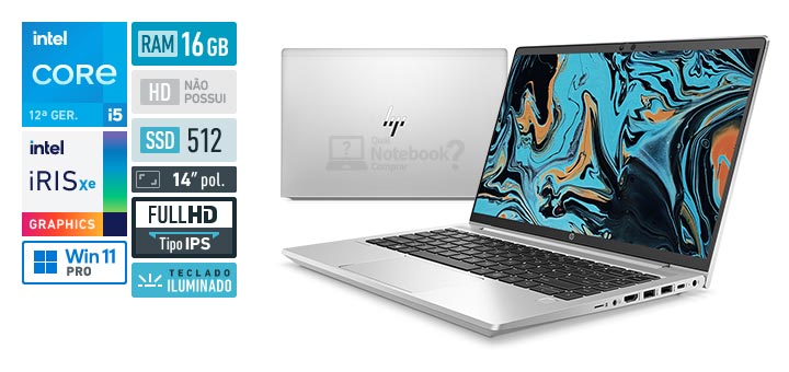 HP EliteBook 640 G9 872F0AT Core i5-1245U 12a geracao RAM 16 GB SSD 512 GB Tela 14-0 polegadas Full HD 1920 x 1080 px IPS Windows 11 Pro