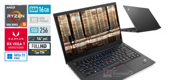 Lenovo ThinkPad E14 20YD0016BO Ryzen 5 5500U Serie 5000 RAM 16 GB SSD 256 GB Tela 14-0 polegadas Full HD 1920 x 1080 px TN Windows 11 Pro
