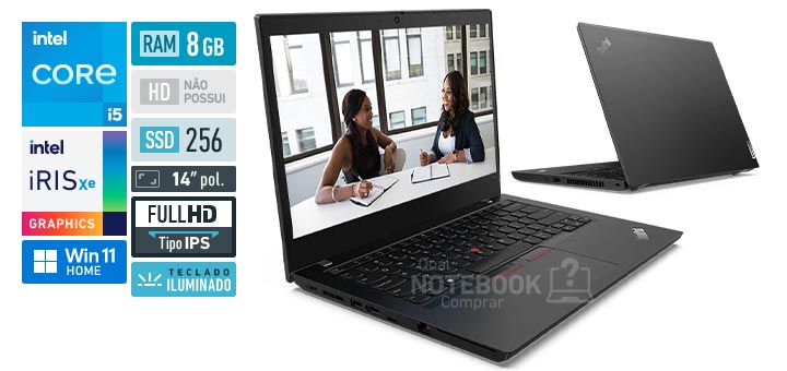 Lenovo ThinkPad L14 20X2006LBO Core i5-1135G7 11a geracao RAM 8 GB SSD 256 GB Tela 14-0 polegadas Full HD 1920 x 1080 px IPS Windows 11 Home