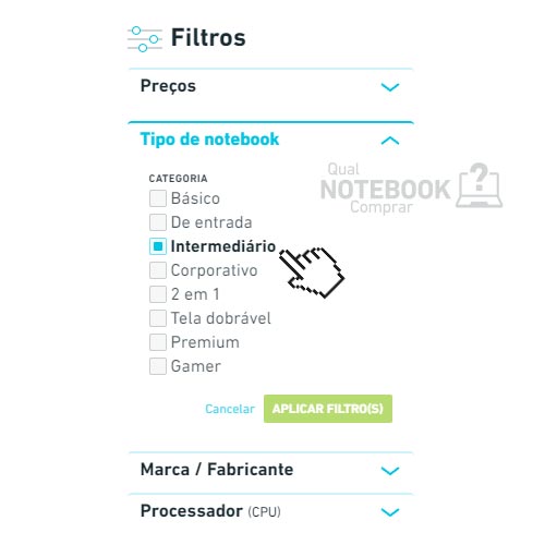 Monitor de ofertas de notebooks filtros filtrar por caracteristicas