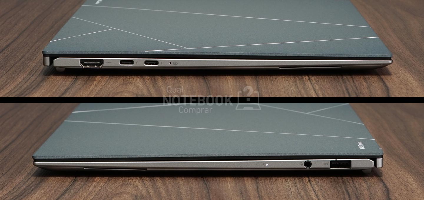 ASUS Zenbook S 13 OLED UX5304VA-NQ271W - Detalhes das portas e conexoes do notebook