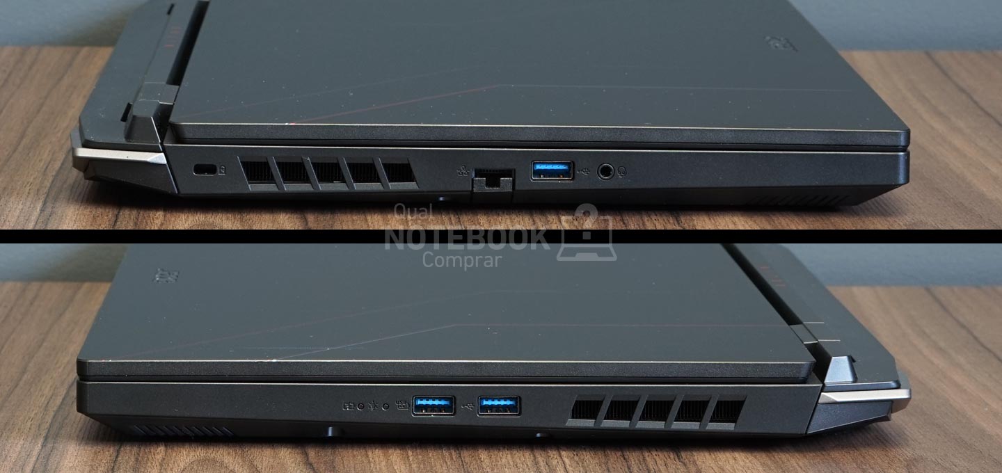 Acer Aspire Nitro 5 AN515-58-58W3 - Detalhes das portas e conexoes do notebook