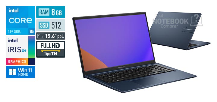 ASUS VivoBook 15 X1504VA-NJ1743W Core i5-1334U 13a geracao Iris Xe Graphics G7 80 EUs Windows 11 Home RAM 8 GB SSD 512 GB Tela LED 15-6 polegadas Full HD TN