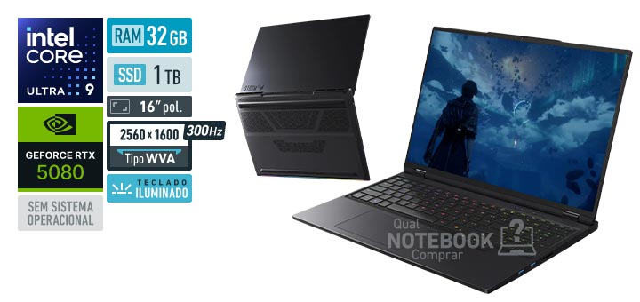 Avell Storm 580 MN000107 Core Ultra 9-275HX Serie 2 GeForce RTX 5080 Sem sistema operacional RAM 32 GB SSD 1 TB Tela LED 16 polegadas 2560 x 1600 px WVA 300 Hz Teclado iluminado