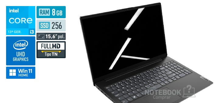 Lenovo V15 83GL000SBR Core i3-1315U 13a geracao UHD Graphics 64 EUs Windows 11 Home RAM 8 GB SSD 256 GB Tela LED 15-6 polegadas Full HD TN Garantia 1 ano