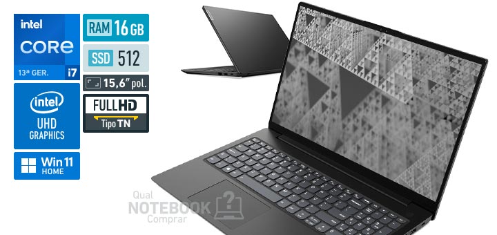 Lenovo V15 83GL000YBR Core i7-13620H 13a geracao UHD Graphics 64 EUs Windows 11 Home RAM 16 GB SSD 512 GB Tela LED 15-6 polegadas Full HD TN Garantia 1 ano