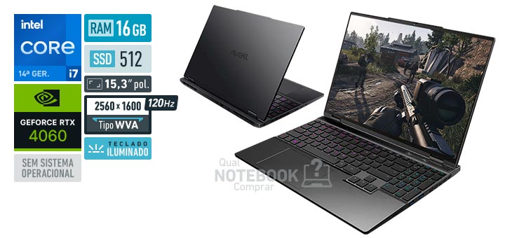 Avell Ion A70i 7 Black MN000109 Core i7-14650HX 14a geracao GeForce RTX 4060 Sem sistema operacional RAM 16 GB SSD 512 GB Tela LED 15-3 polegadas 2560 x 1600 px WVA 120 Hz Teclado iluminado