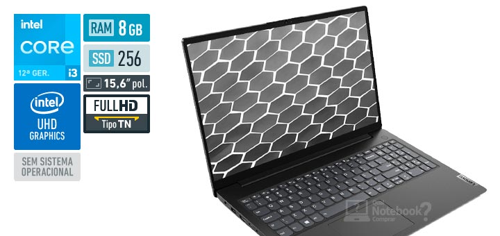 Lenovo V15 82UM000VBR Core i3-1215U 12a geracao UHD Graphics 64 EUs Sem sistema operacional RAM 8 GB SSD 256 GB Tela LED 15-6 polegadas Full HD TN Garantia 1 ano