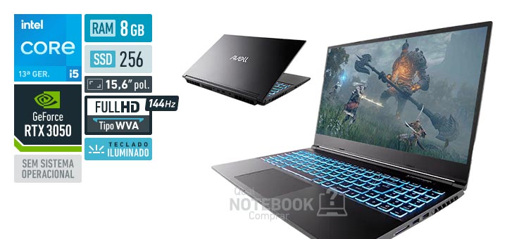 Avell Storm 305 MN000114 Core i5-13420H 13a geracao GeForce RTX 3050 Sem sistema operacional RAM 8 GB SSD 256 GB Tela LED 15-6 polegadas Full HD WVA 144 Hz Teclado iluminado Garantia 1 ano