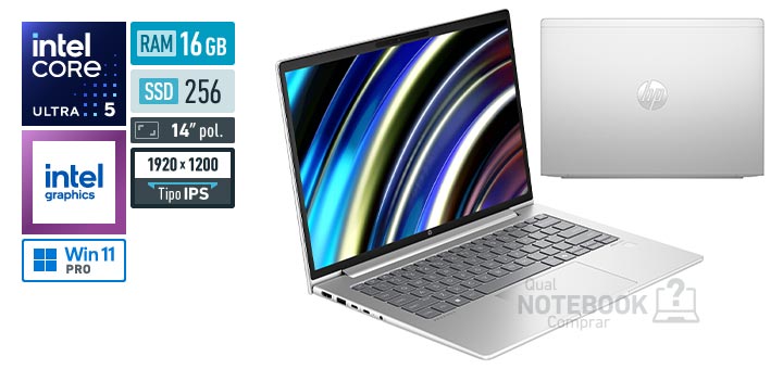 HP ProBook 440 G11 B5AX7LA Core Ultra 5-125U Serie 1 Graphics 4-Cores iGPU Windows 11 Pro RAM 16 GB SSD 256 GB Tela LED 14 polegadas WUXGA IPS Garantia 1 ano