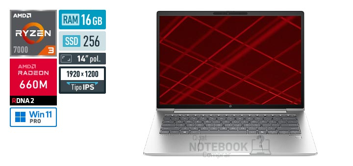 HP ProBook 445 G11 B0GD5LA Ryzen 3 7335U Serie 7000 Radeon 660M Windows 11 Pro RAM 16 GB SSD 256 GB Tela LED 14 polegadas WUXGA IPS Garantia 1 ano