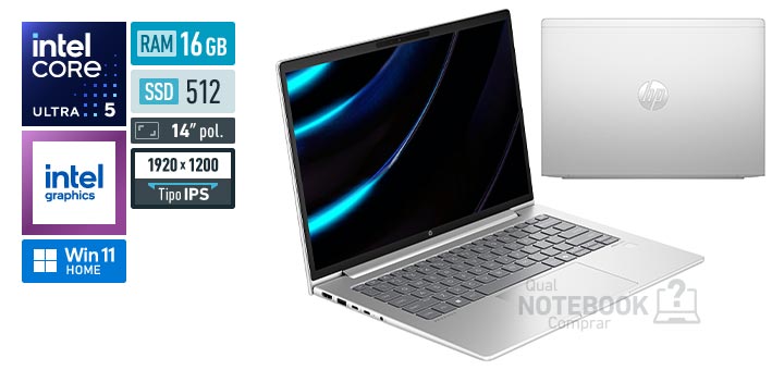 HP ProBook 440 G11 CL5X4LA Core Ultra 5-125U Serie 1 Graphics 4-Cores iGPU Windows 11 Home RAM 16 GB SSD 512 GB Tela LED 14 polegadas WUXGA IPS Garantia 1 ano