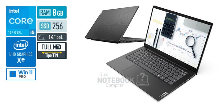 Lenovo V14 83UV0003BO Core i5-13420H 13a geracao UHD Graphics Xe G4 48 EUs Windows 11 Pro RAM 8 GB SSD 256 GB Tela LED 14 polegadas Full HD TN Garantia 1 ano