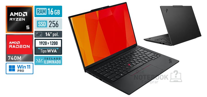 Lenovo ThinkPad E14 21T10015BO Ryzen 5 220 Serie 200 Radeon 740M Windows 11 Pro RAM 16 GB SSD 256 GB Tela LED 14 polegadas WUXGA WVA Teclado iluminado Suporte Premium 1 ano
