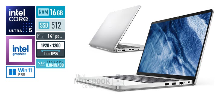 Dell Pro 14 cto15 PC14250 bccx1 Core Ultra 5-235U Serie 2 Graphics 4-Cores iGPU Windows 11 Pro RAM 16 GB SSD 512 GB Tela LED 14 polegadas WUXGA IPS Teclado iluminado Garantia 1 ano