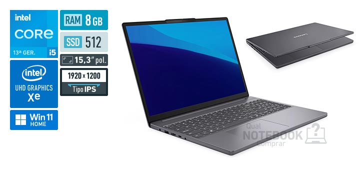 Lenovo IdeaPad Slim 3i 83NS000LBR Core i5-13420H 13a geracao UHD Graphics Xe G4 48 EUs Windows 11 Home RAM 8 GB SSD 512 GB Tela LED 15-3 polegadas WUXGA IPS Garantia 2 anos